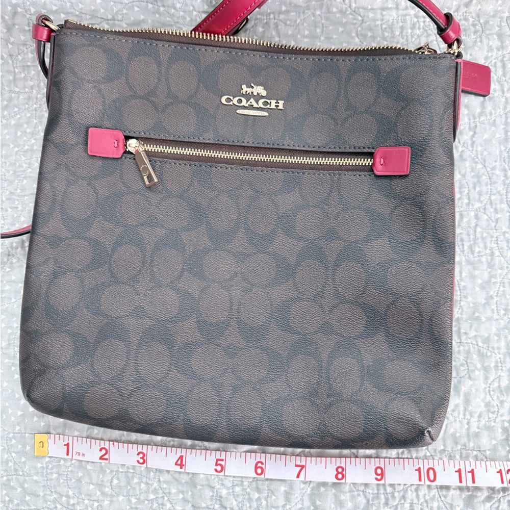 Coach Crossbody Bag - Signature coated canvas with red accents. - Picture 3 of 5